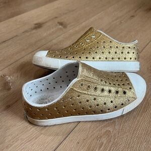 Native Gold Perforated Kids Sneakers